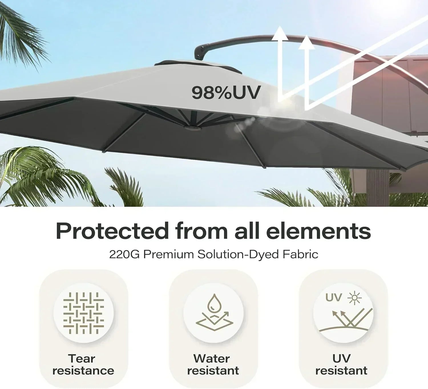 LAUSAINT HOME Outdoor Patio Umbrella with Base included 11 FT Deluxe Curvy Cantilever Umbrella wourant