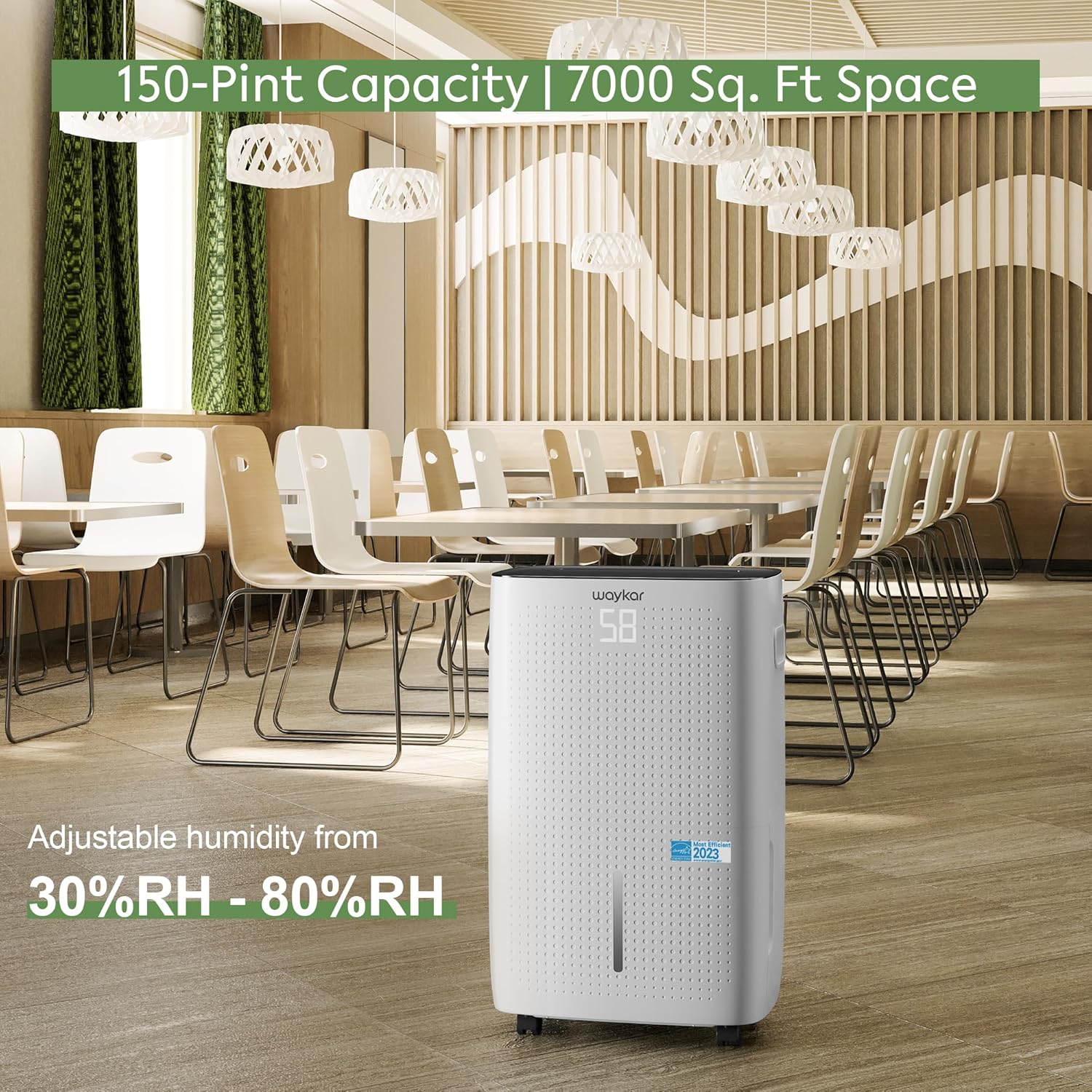 Waykar 2000 Sq. Ft Dehumidifier for Home and Basements, with Auto or Manual Drainage, 0.66 Gallon Water Tank Capacity wourant