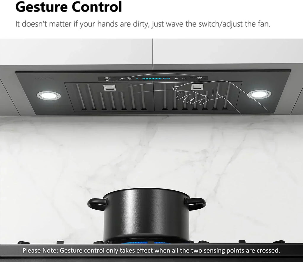 IKTCH 30" Built-in Plug-in Range Hood 900 CFM Stainless Steel Kitchen Range Hood wourant