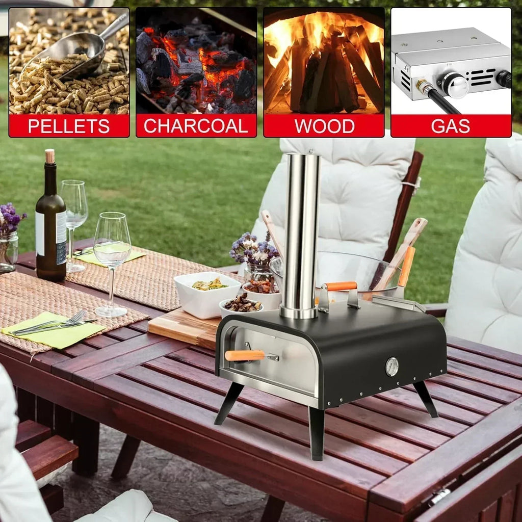 EDOSTORY Outdoor Pizza Oven Wood Fired for Outside Patio Maker With Stone Peel Grill Rack wourant
