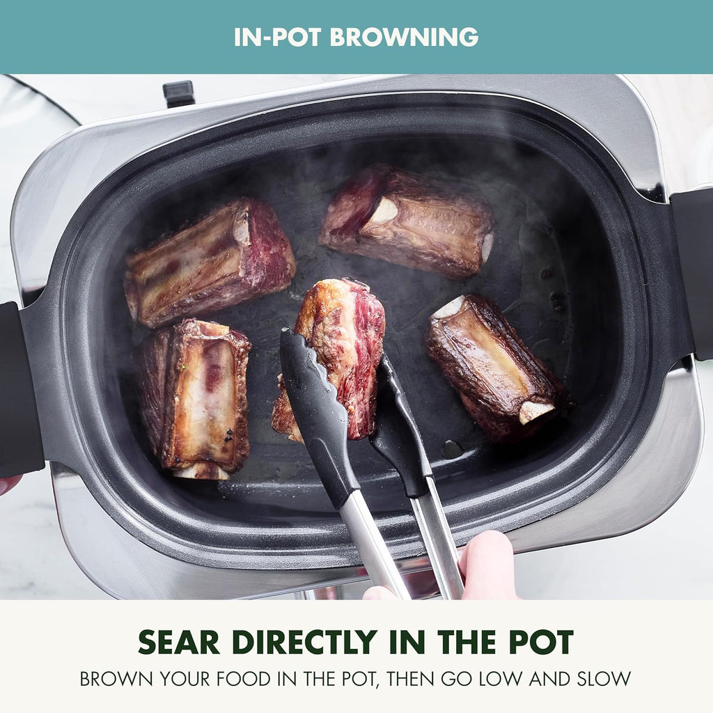 8-in-1 Programmable 6QT Electric Slow Cooker with Dishwasher-Safe Lid and Removable Base wourant