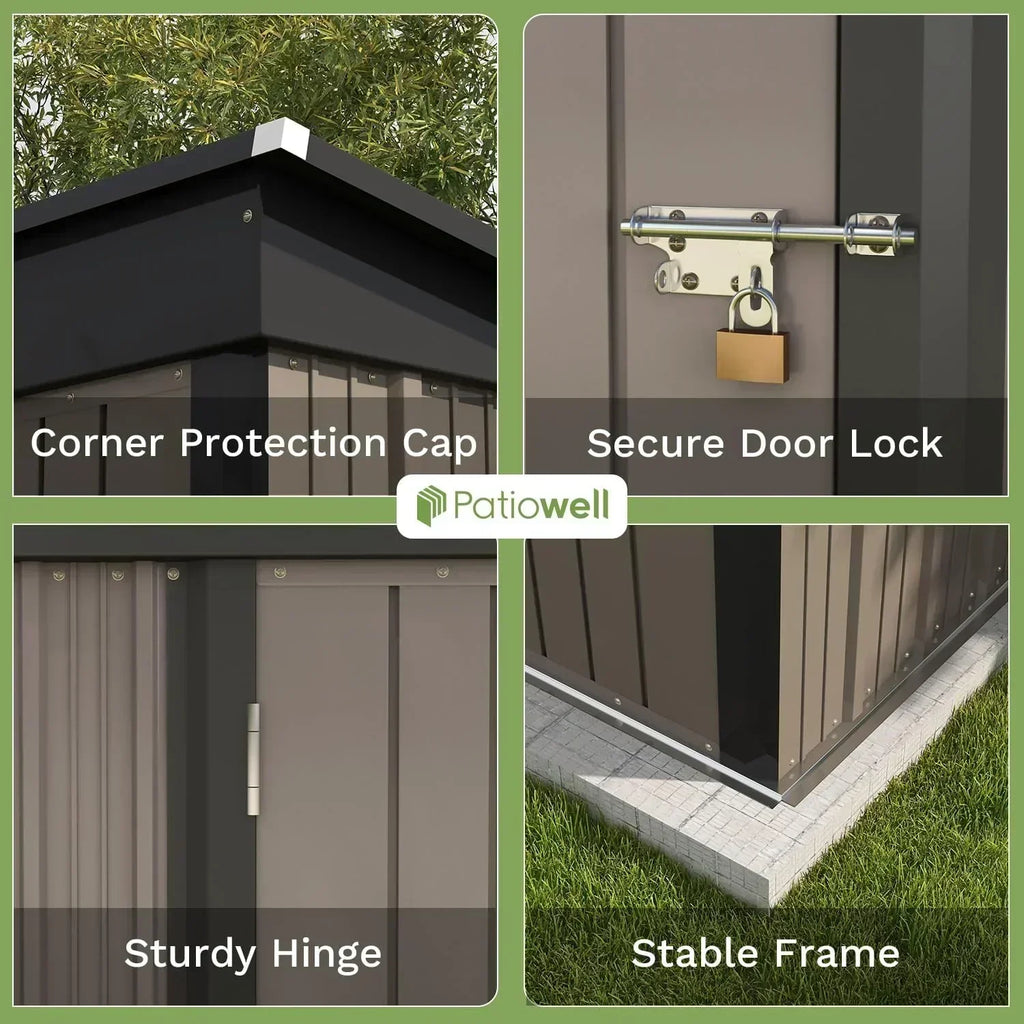 Patiowell 5x3 FT Outdoor Storage Shed Tool Shed with Sloping Roof and Lockable Door Metal Shed wourant