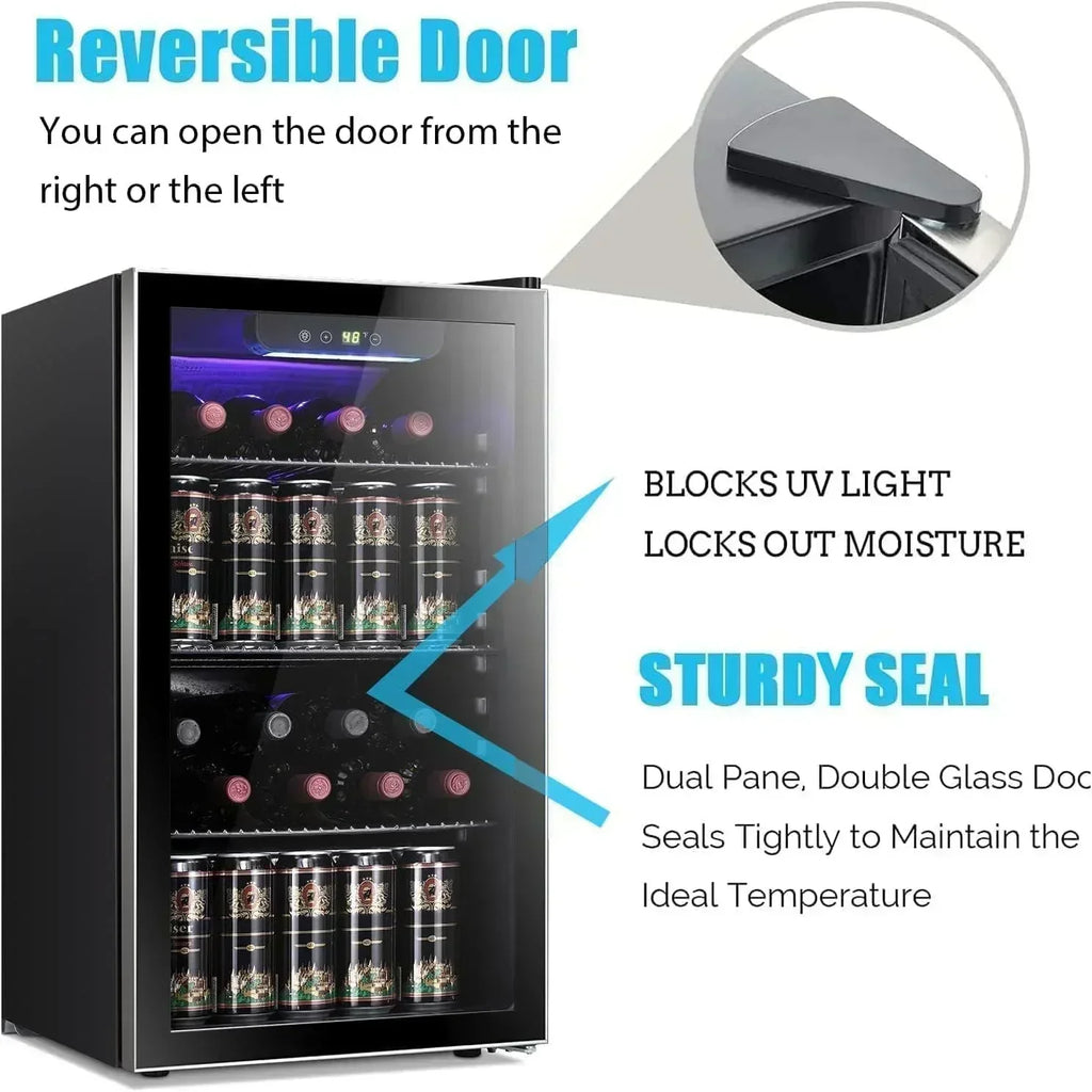 Antarctic Star 26 Bottle 130 Can Wine Cooler/Cabinet Beverage Refrigerator Cellar Beer Clear Glass wourant