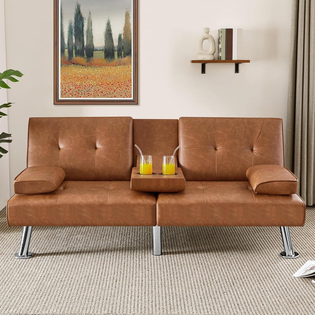 Convertible Sofa Bed Modern Imitation Leather Home Recliner Flip Double Sofa Folding Sofa Bed Guest Bed wourant