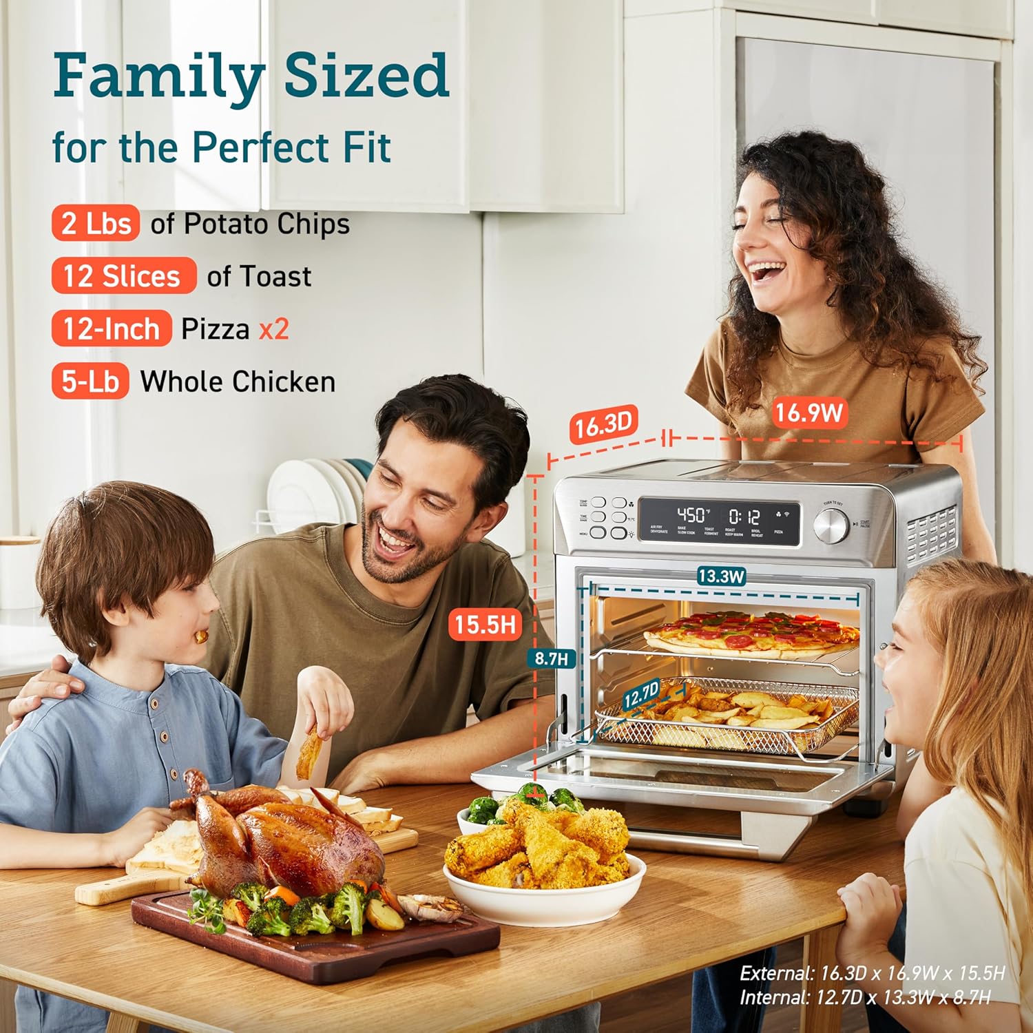 COSORI Smart 12-in-1 Air Fryer Toaster Oven Combo, Airfryer Convection Oven Countertop, Bake, Roast, Reheat, Broiler, Dehydrate, 75 Recipes & 3 Accessories, 26QT, Silver-Stainless Steel wourant