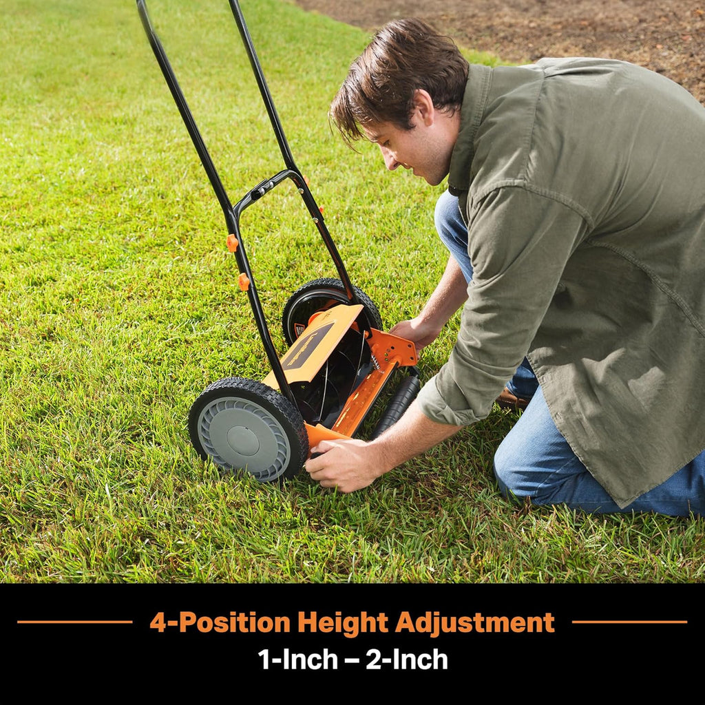 LawnMaster LMRM1801 Push Reel Lawn Mower 18-Inch 5-Blade wourant