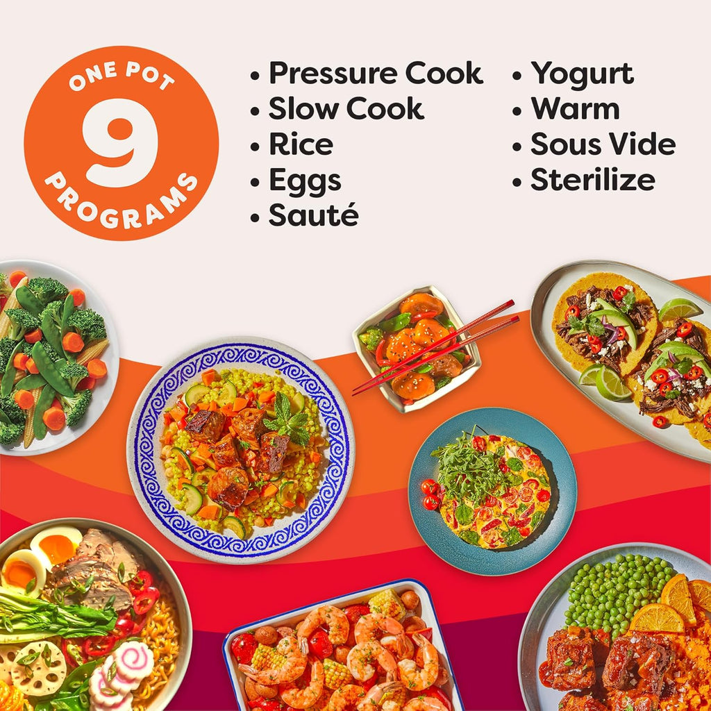 9-in-1 Multicooker, Pressure Cooker, Slow Cook, Rice Maker, Steamer, Sauté, Yogurt, Warmer & Sterilizer, Includes App With Over 800 Recipes, Stainless Steel, 6 Quarts wourant
