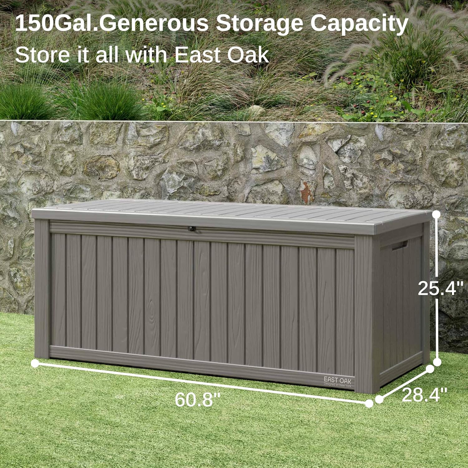 EAST OAK Outdoor Storage Box, 60 Gallon Deck Box Indoor and Outdoor Use, Waterproof Resin Storage Bin wourant