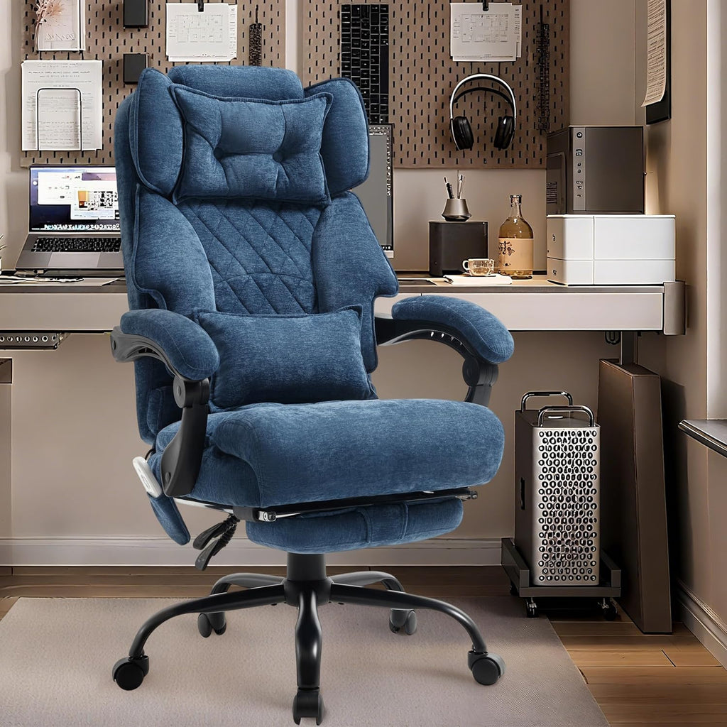 Massage Office Chair with Footrest, Large and Tall Leather Office Chair 500 lbs wourant