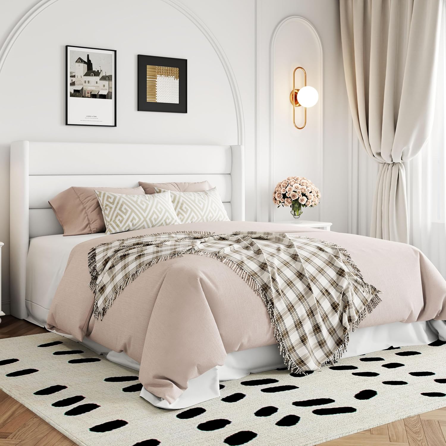 Allewie Queen Size Lift Up Storage Bed Modern Wingback Headboard Hydraulic Support wourant