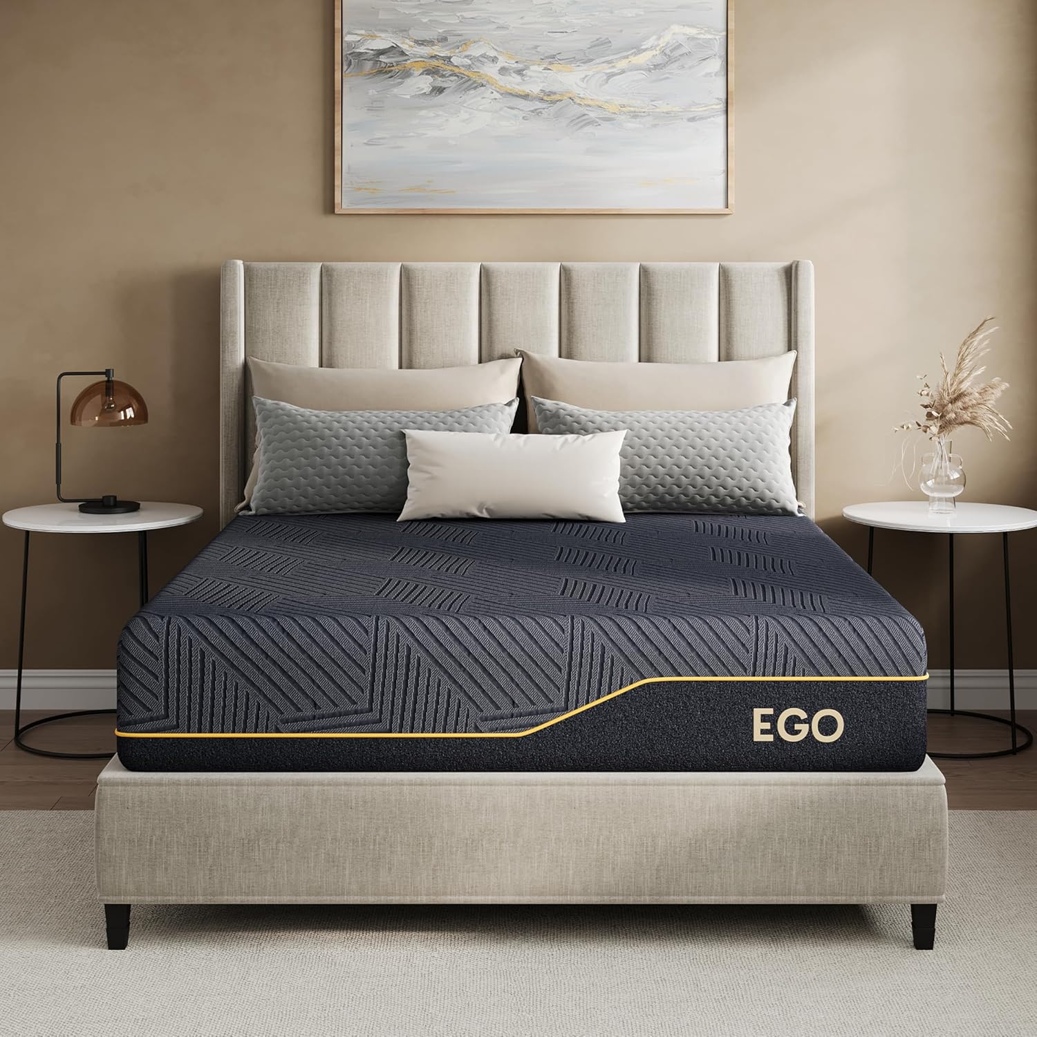 MLILY EGOHOME 14 Inch Queen Memory Foam Mattress for Back Pain, Cooling Copper Gel Bed in a Box, Foam Made in USA, CertiPUR-US Certified, Therapeutic Medium Firm, 60x80x14 Black woonhhop
