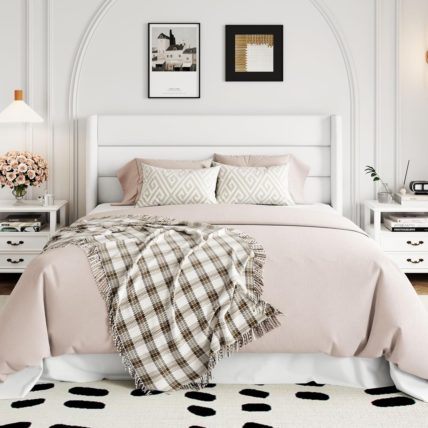Allewie Queen Size Lift Up Storage Bed Modern Wingback Headboard Hydraulic Support wourant