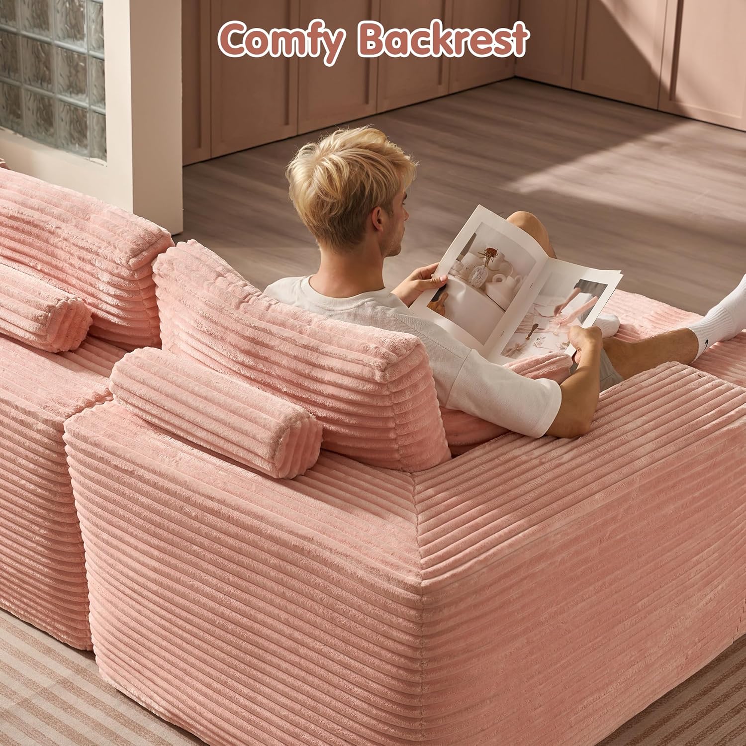 Ovios 104" Cloud Section Sofa L-shaped lounge chair, modern modular sofa wourant