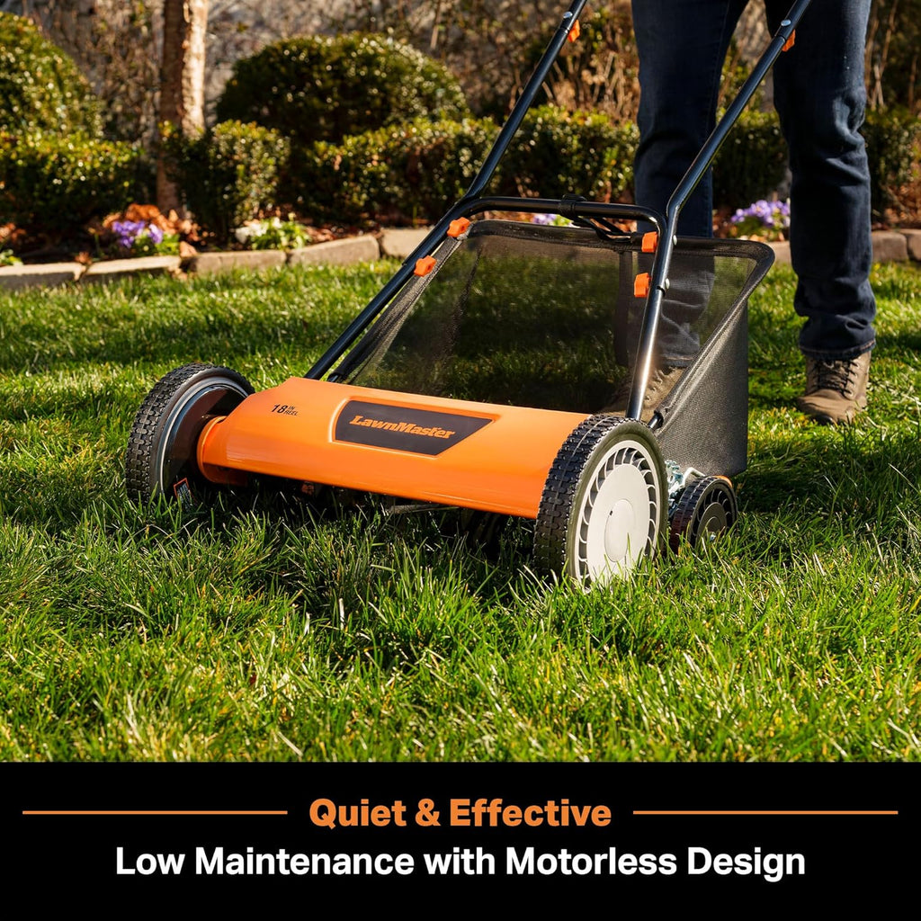 LawnMaster LMRM1801 Push Reel Lawn Mower 18-Inch 5-Blade wourant