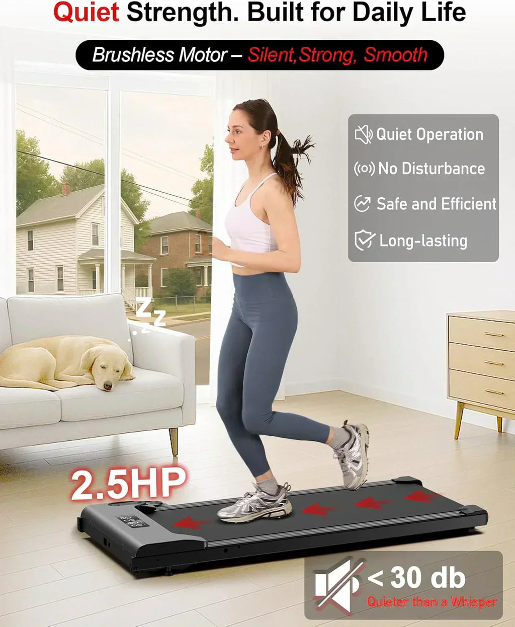 Lichico Walking Pad Under Desk Treadmill Ultra-Quiet Brushless Electric Jogging Treadmill wourant