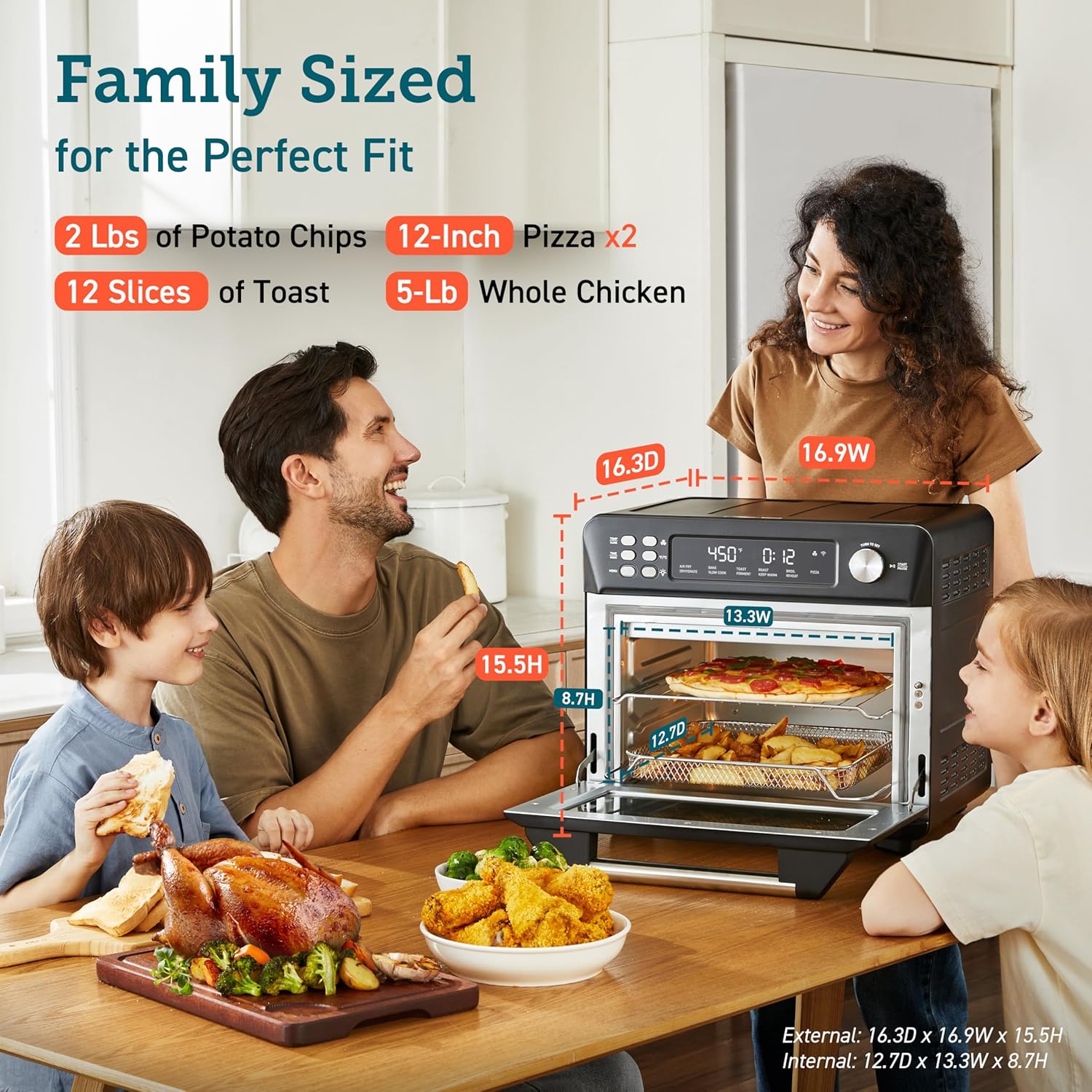 COSORI Smart 12-in-1 Air Fryer Toaster Oven Combo, Airfryer Convection Oven Countertop, Bake, Roast, Reheat, Broiler, Dehydrate, 75 Recipes & 3 Accessories, 26QT, Silver-Stainless Steel wourant