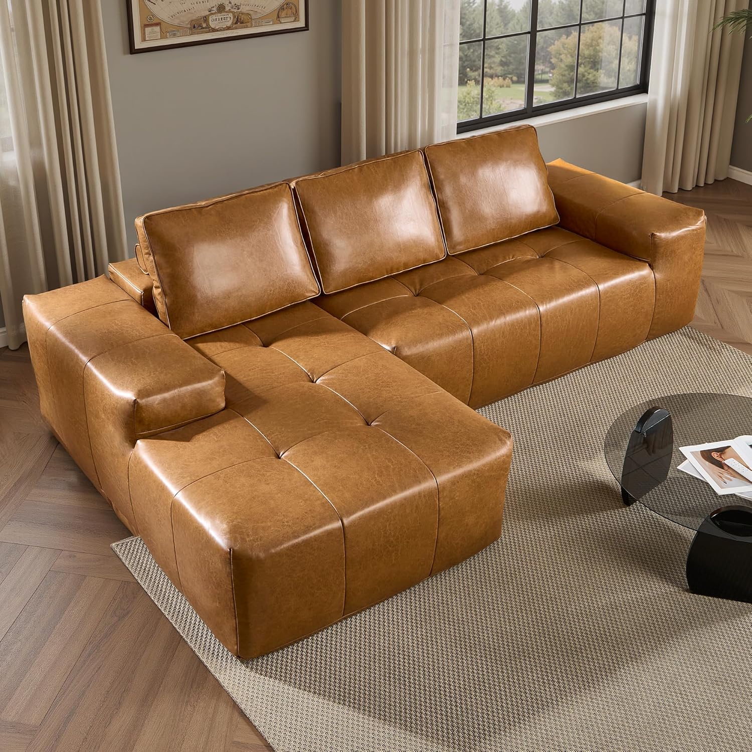 Ovios 104" Cloud Section Sofa L-shaped lounge chair, modern modular sofa wourant