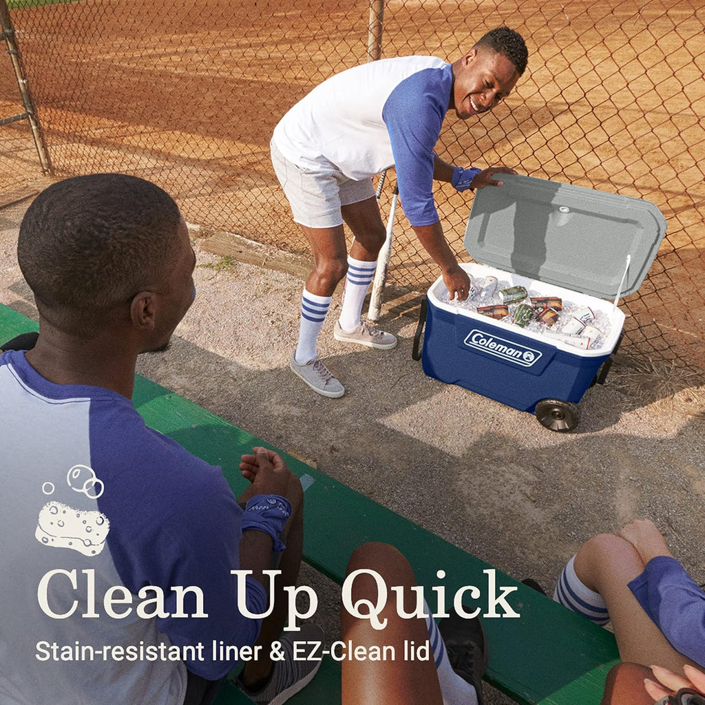 Coleman Classic Series Insulated Portable Wheeled Cooler, Leak-Resistant Outdoor Hard Cooler Keeps Ice up to 5 Days, 100-Quart wourant