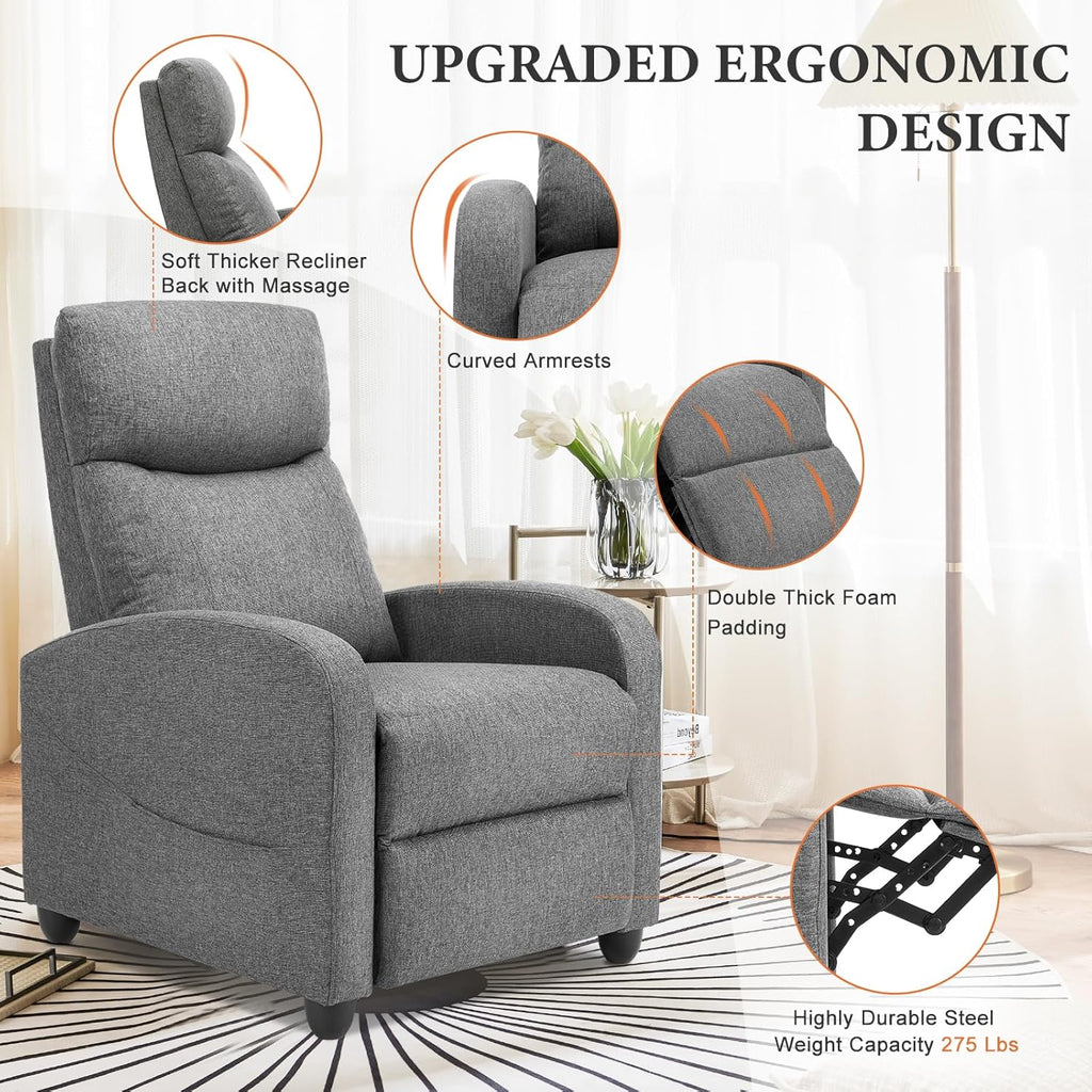 Adult massage recliner adjustable home theater seat modern fabric recliner wourant