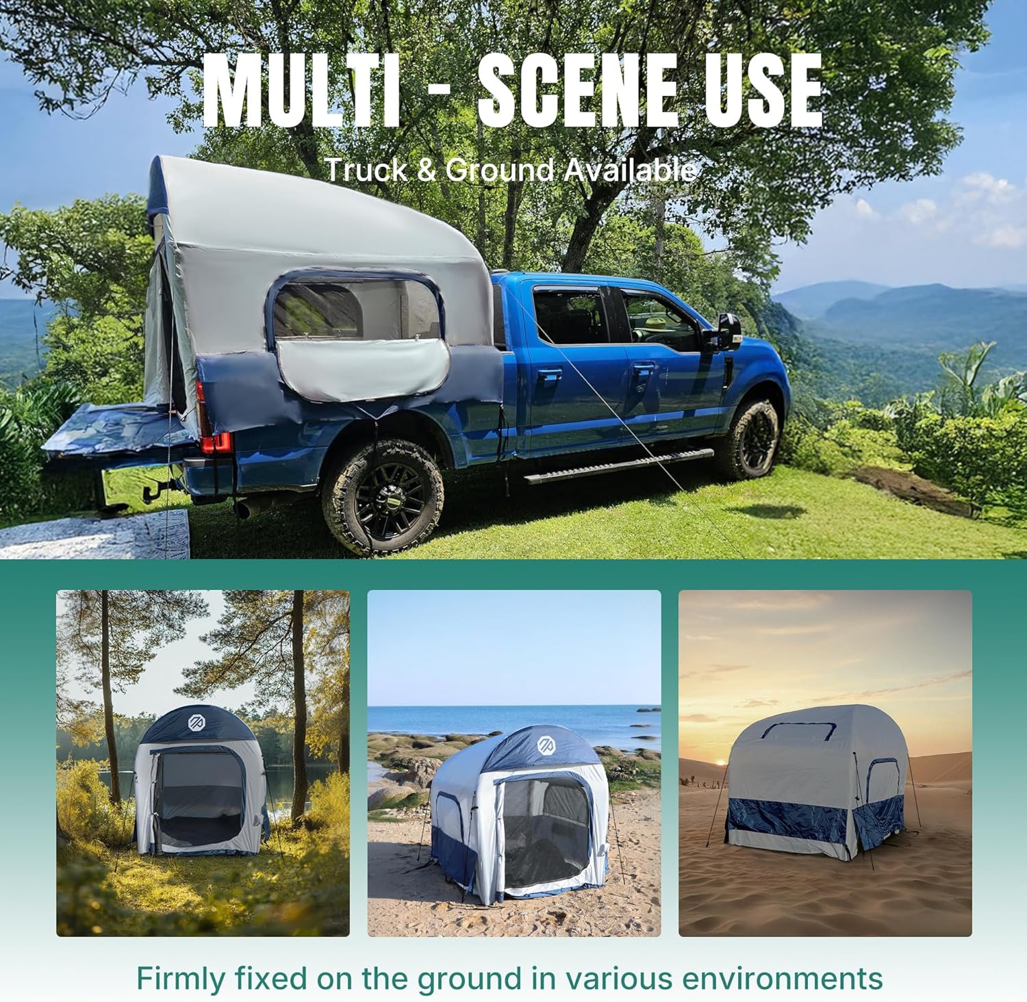 Niphean Truck Bed Tent 5.5ft-8ft for 2+1 People/Family, 2 Mins Fast Setup Inflatable Pickup Truck Tent, PU 3000mm Waterproof & High-Strength Windproof, Spacious Interior for Multi-Landscape wourant