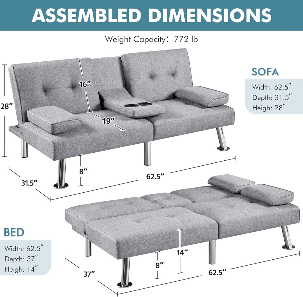 Convertible Sofa Bed Modern Imitation Leather Home Recliner Flip Double Sofa Folding Sofa Bed Guest Bed wourant