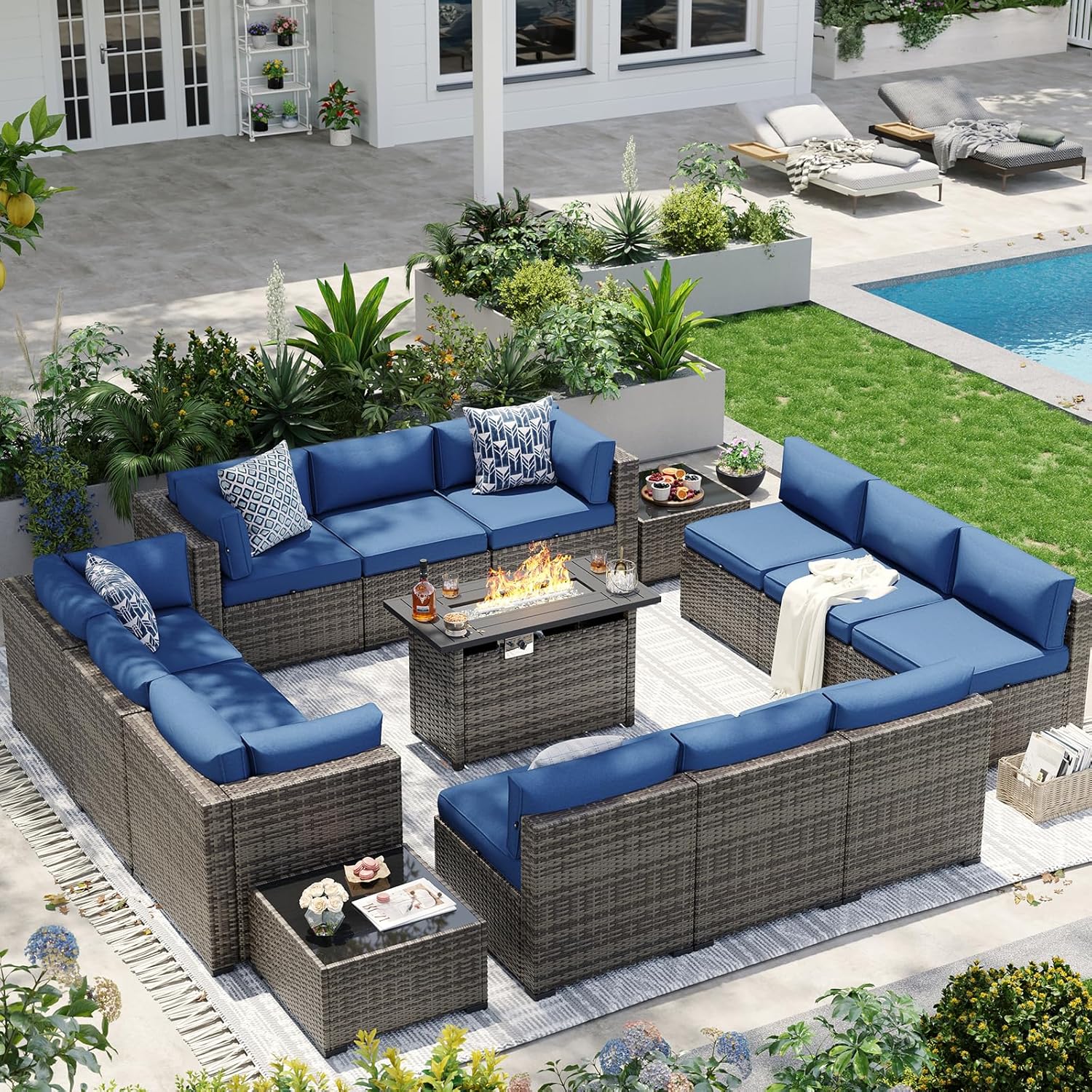 Aoxun Patio Furniture Sets, 7-Piece Outdoor Patio Furniture with Thick Cushions, Wicker Outdoor Conversation Set Sectional Sofa for Backyard, Poolside, Garden woonhhop