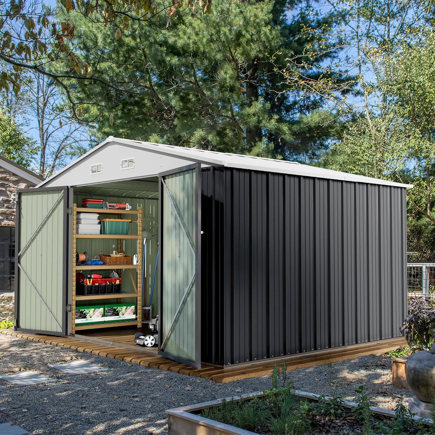 Devoko Outdoor Storage Shed 5 x 3 FT Lockable Metal Garden Shed Steel Anti-Corrosion Storage House with Single Lockable Door for Backyard Outdoor Patio wourant