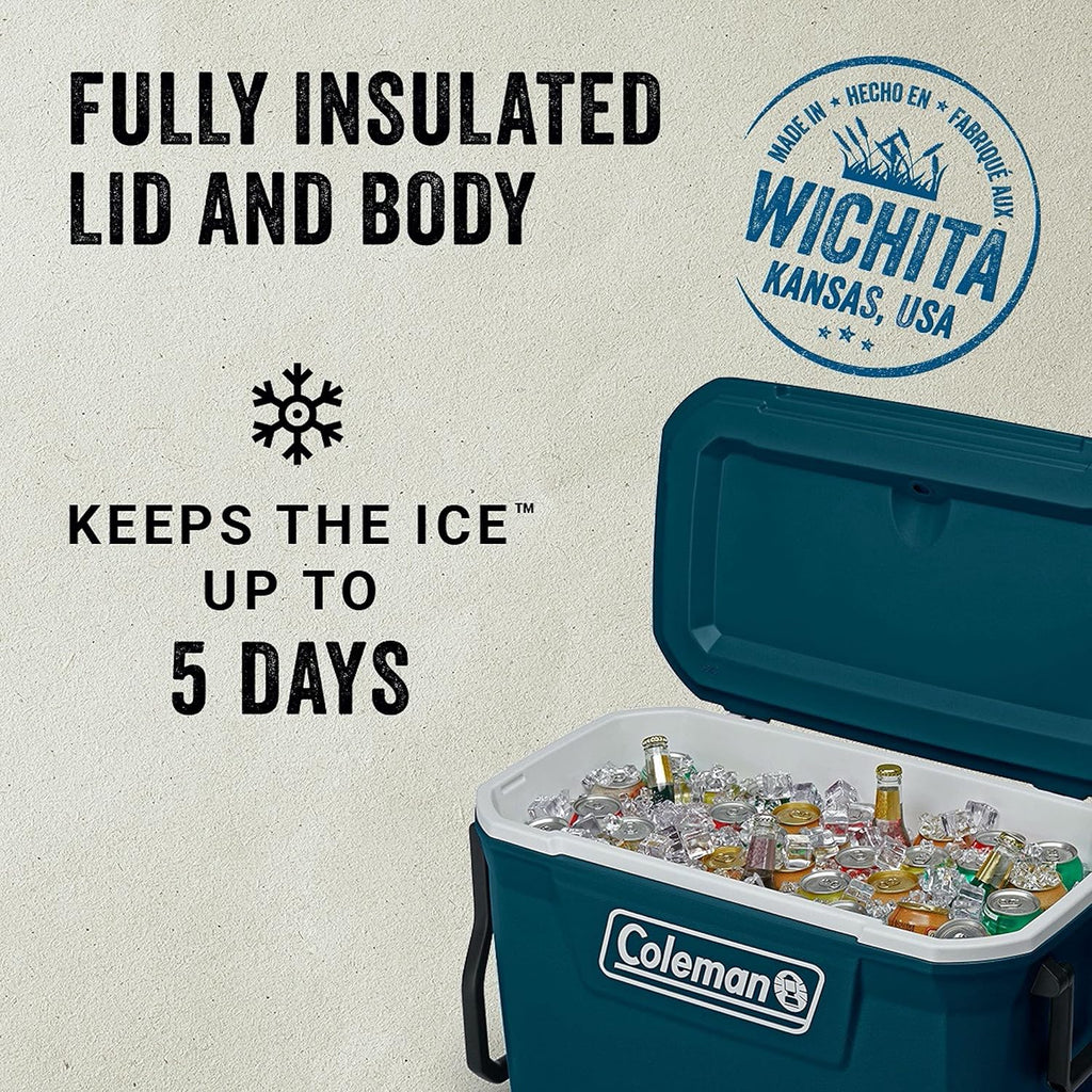 Coleman Classic Series Insulated Portable Wheeled Cooler, Leak-Resistant Outdoor Hard Cooler Keeps Ice up to 5 Days, 100-Quart wourant