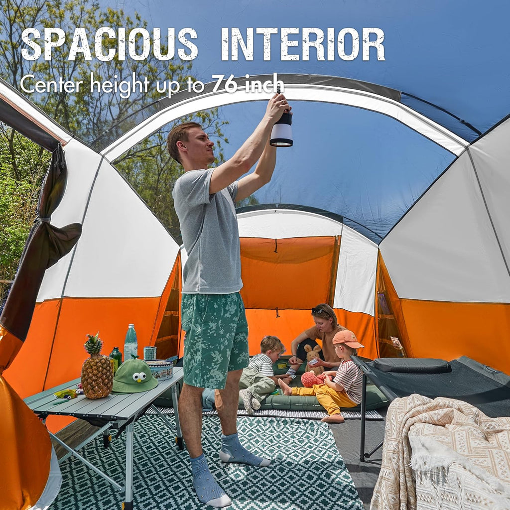 PORTAL 6/8/10 Person Family Camping Tent with Screen Room, Water Resistant Big Tunnel Tent with Rainfly, Large Family Tent for Outdoor Camping, Party wourant