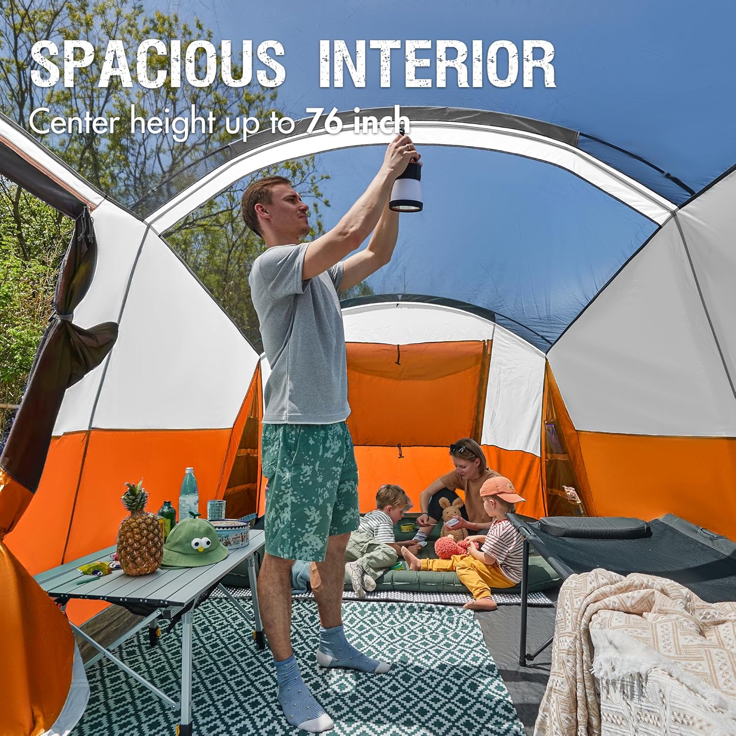 PORTAL 6/8/10 Person Family Camping Tent with Screen Room, Water Resistant Big Tunnel Tent with Rainfly, Large Family Tent for Outdoor Camping, Party wourant