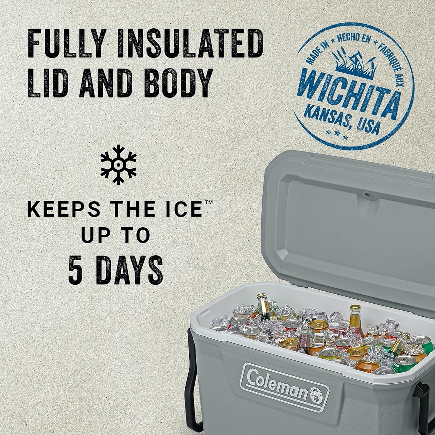 Coleman Insulated Portable Rolling Cooler with Wheels, Leak-Proof Outdoor Hard Cooler, Keeps Ice for Up to 5 Days, 100 Quart wourant