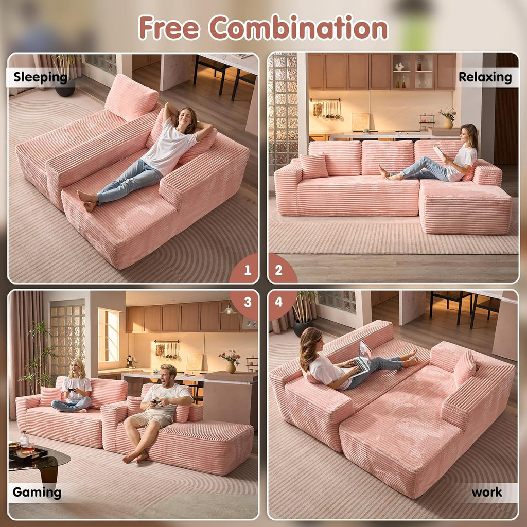 Ovios 104" Cloud Section Sofa L-shaped lounge chair, modern modular sofa wourant