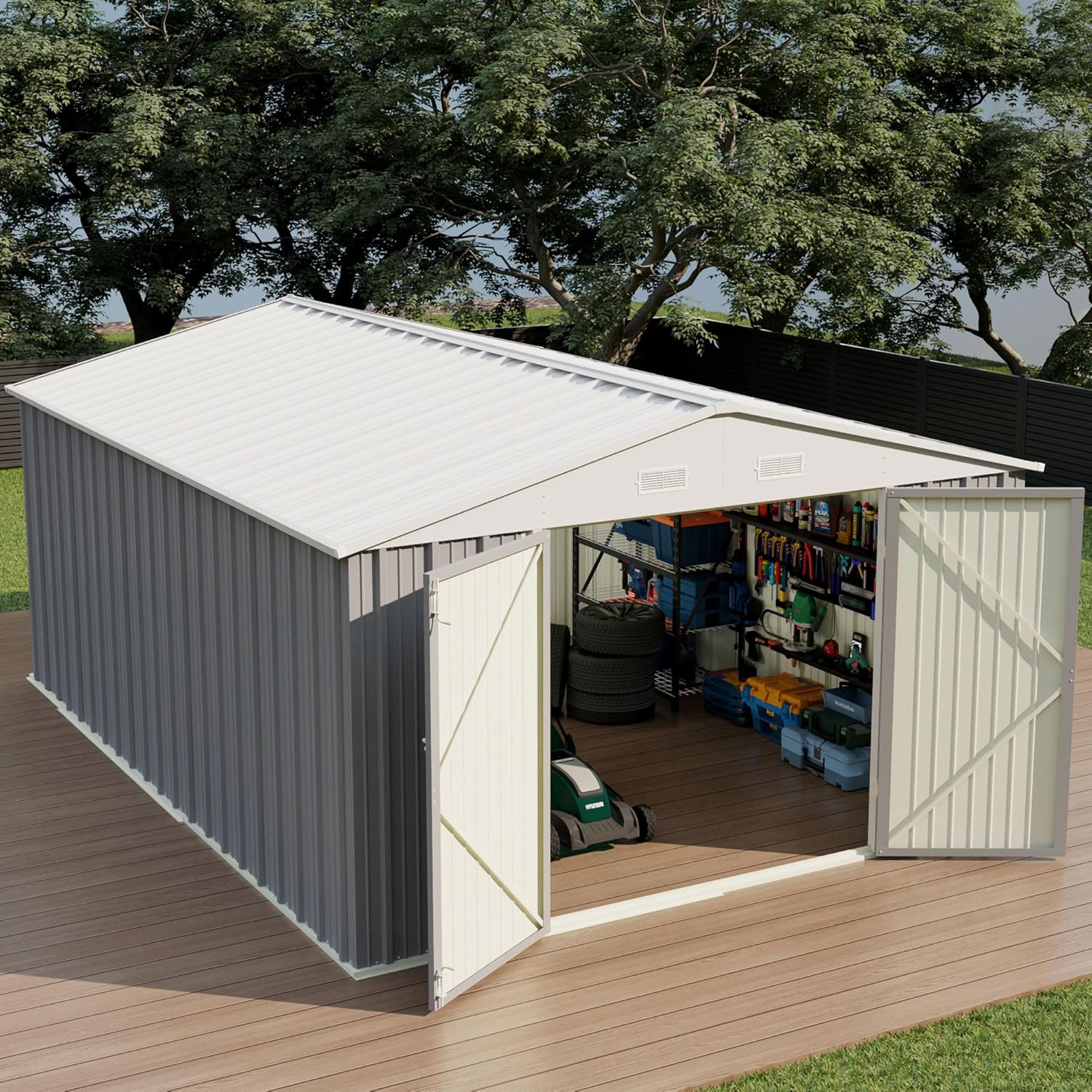 Devoko Outdoor Storage Shed 5 x 3 ft Lockable Metal Garden Shed Steel Storage wourant