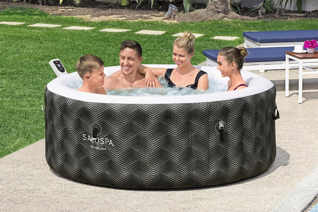 Bestway SaluSpa Miami EnergySense AirJet Inflatable Hot Tub Spa (71" x 26") | Portable Hot Tub with 2 Covers (1 Energy-Efficient Thermal Cover and 1 Standard Cover) | Fits Up to 2-4 Persons | Black wourant