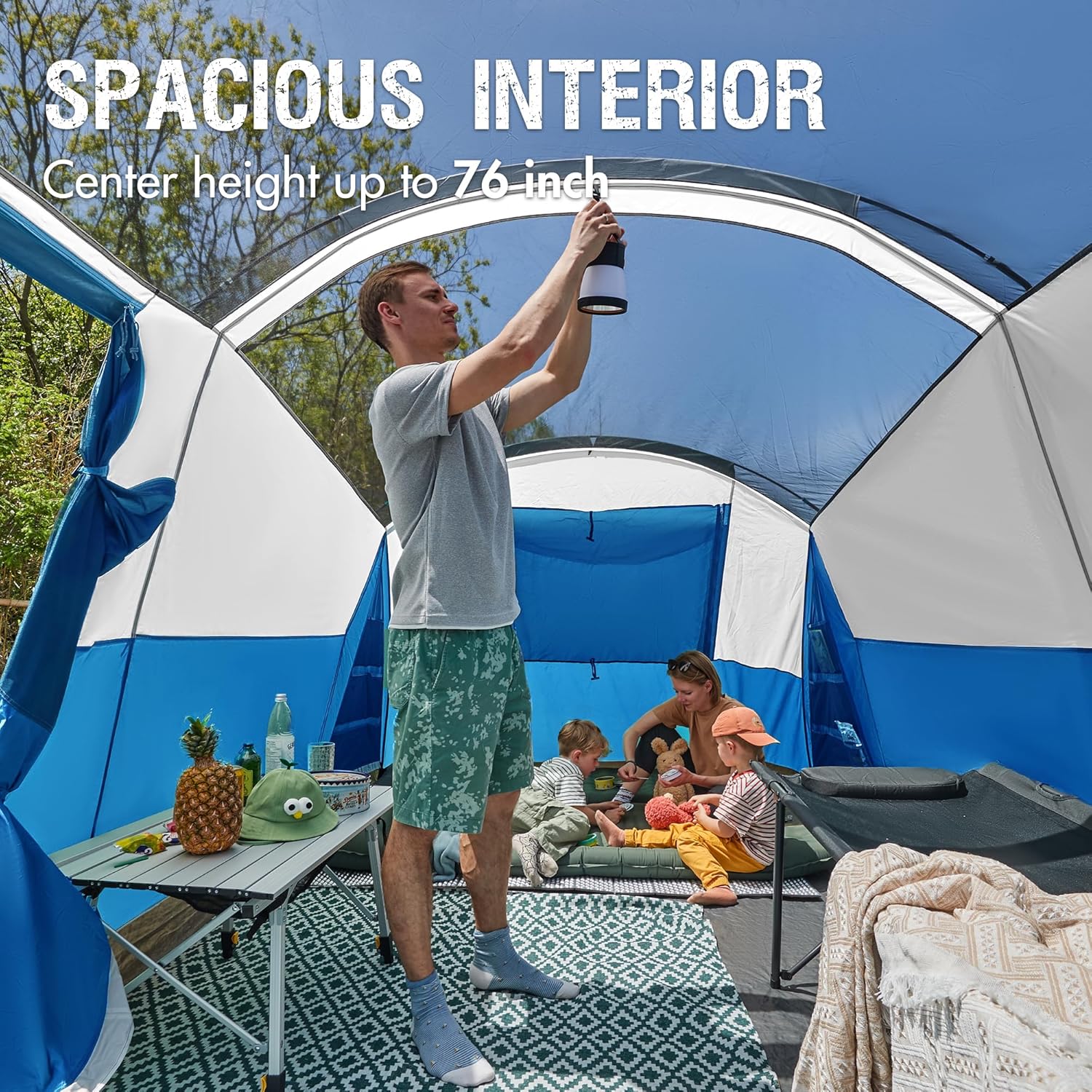 PORTAL 6/8/10 Person Family Camping Tent with Screen Room, Water Resistant Big Tunnel Tent with Rainfly, Large Family Tent for Outdoor Camping, Party wourant