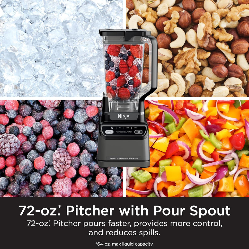 Ninja BL610 Professional 72 Oz Countertop Blender with 1000-Watt Base and Total Crushing Technology for-Smoothies, Ice and Frozen Fruit, Black wourant