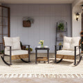 LAUSAINT HOME 3 Piece Rocking Bistro Set Outdoor Patio Furniture Oversize Rattan Conversation Set wourant