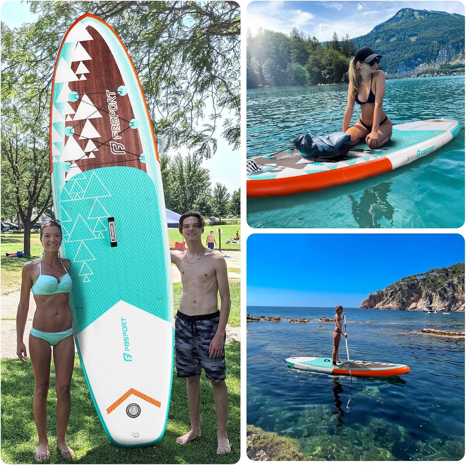 FBSPORT 11' Premium Stand Up Paddle Board, Yoga Board with Durable SUP Accessories & Carry Bag | Wide Stance, Surf Control, Non-Slip Deck, Leash, Paddle and Pump for Youth & Adult wourant