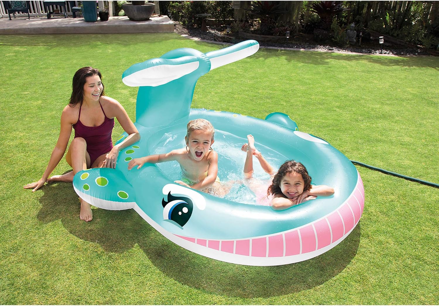 Intex 96" x 78" x 28" Inflatable Jungle Adventure Play Center Spray Kiddie Pool - Backyard Kids Water Slide, Outdoor Blow-Up Splash Pad for Toddlers wourant