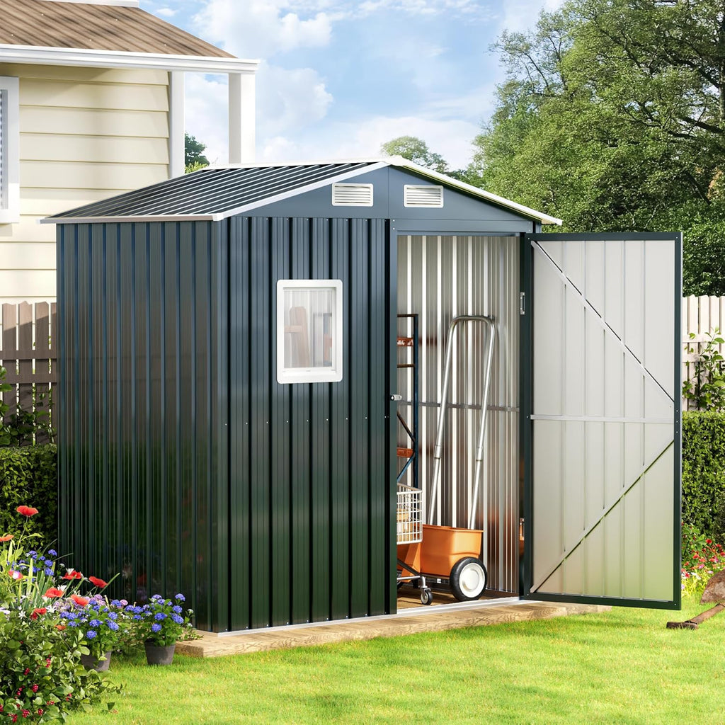 Breezz Outdoor Storage Shed 10 x 12ft. Utility Tool Shed Metal Storage Garden Shed wourant