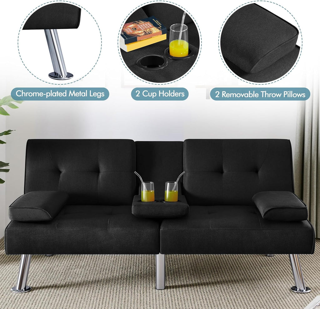 Convertible Sofa Bed Modern Imitation Leather Home Recliner Flip Double Sofa Folding Sofa Bed Guest Bed wourant
