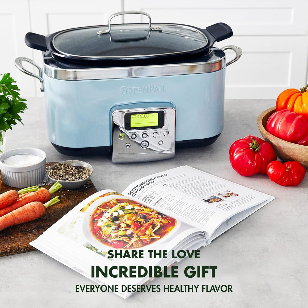8-in-1 Programmable 6QT Electric Slow Cooker with Dishwasher-Safe Lid and Removable Base wourant
