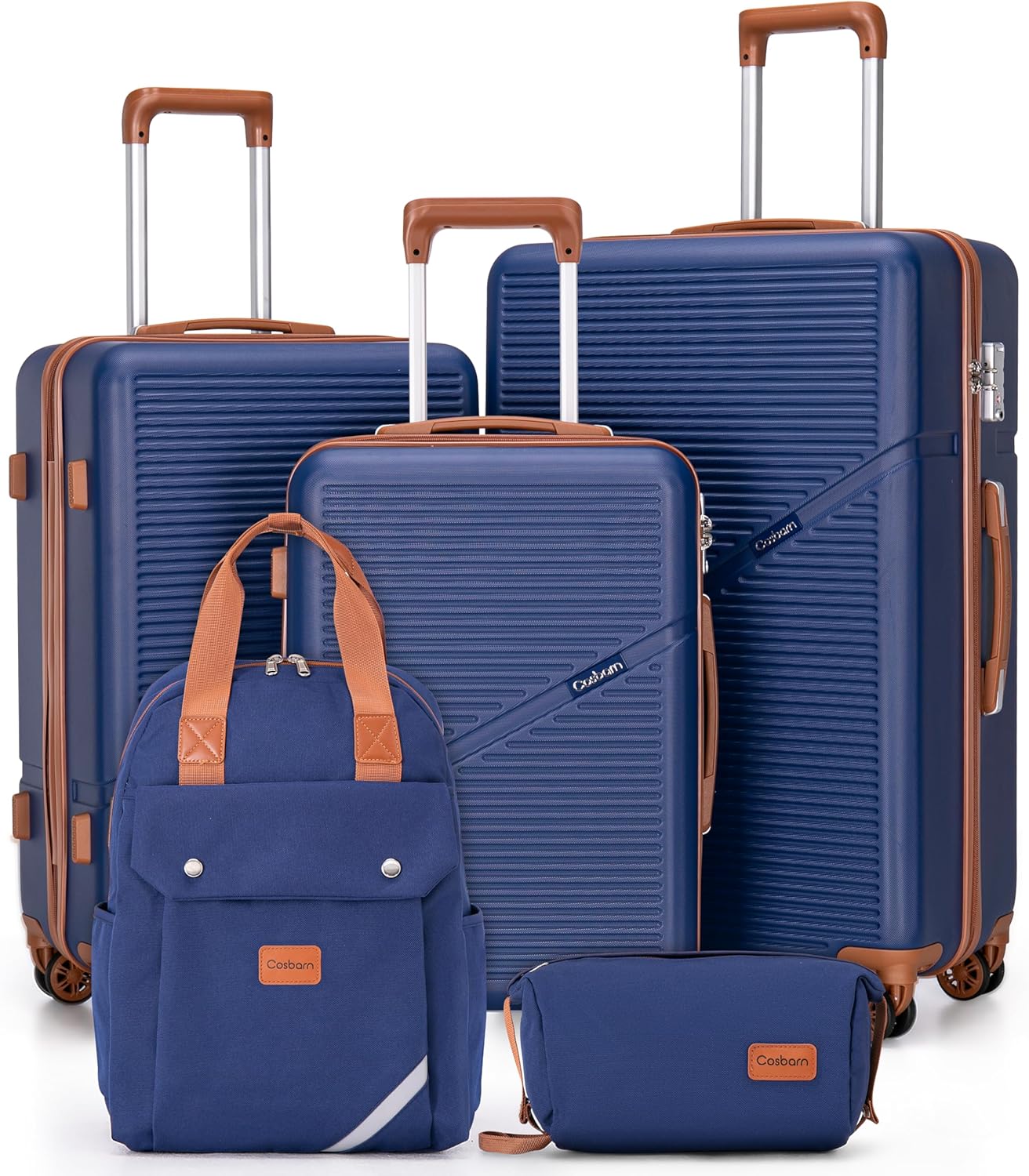 5-Piece Luggage Set with Spinner Wheels, Hard-Shell ABS Luggage Set with Tsa Lock, Lightweight Hard-Shell Waterproof Travel Case, Unisex, Gray wourant