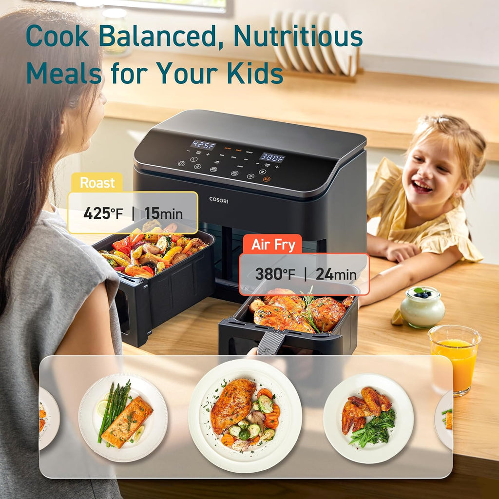 COSORI Dual Air Fryer 9Qt 10-in-1for Easy Cooking Dishwasher Safe wourant