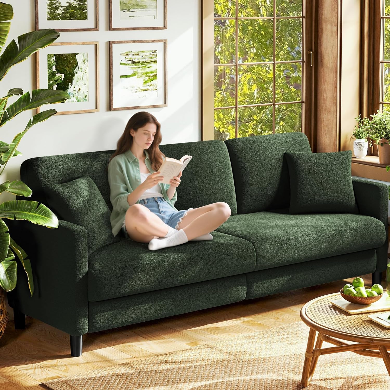 83 inch Couches for Living Room Comfy Sofas for Living Room Teddy Sofa Couch Tool Free Setup wourant