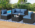 7 Pieces Outdoor Patio Sectional Sofa Couch, Wicker Furniture Patio Conversation Sets with Washable Cushions & Coffee Table for Garden, Poolside, Backyard woonhhop