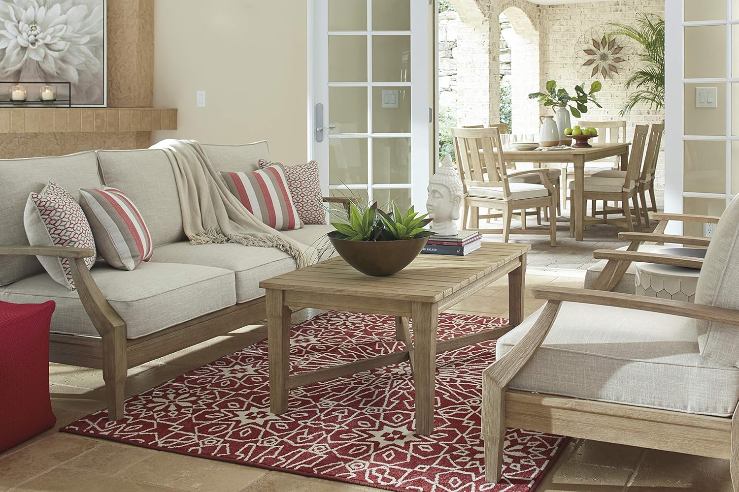 Coastal view outdoor terrace eucalyptus sofa wourant