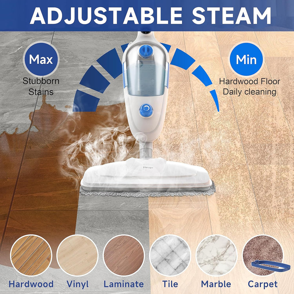 Steam Mop for Hardwood Floor Cleaning, Floor Steamer Cleaner Lightweight for Vinyl, Laminate, Carpet, Tile Hard Floors w/Adjustable Steam Modes & Height, 23ft Cord, 2 Washable Pad wourant