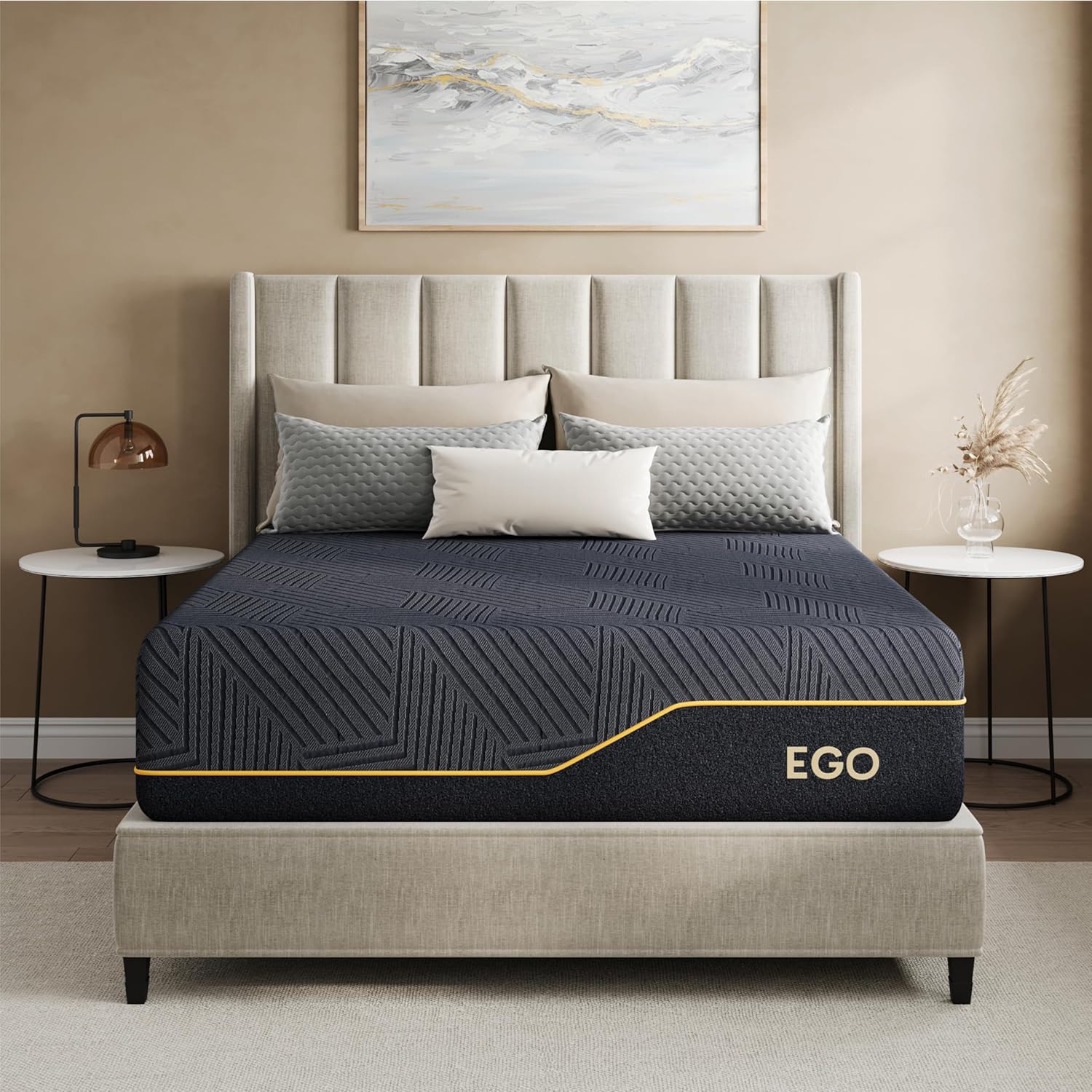 MLILY EGOHOME 14 Inch Queen Memory Foam Mattress for Back Pain, Cooling Copper Gel Bed in a Box, Foam Made in USA, CertiPUR-US Certified, Therapeutic Medium Firm, 60x80x14 Black woonhhop