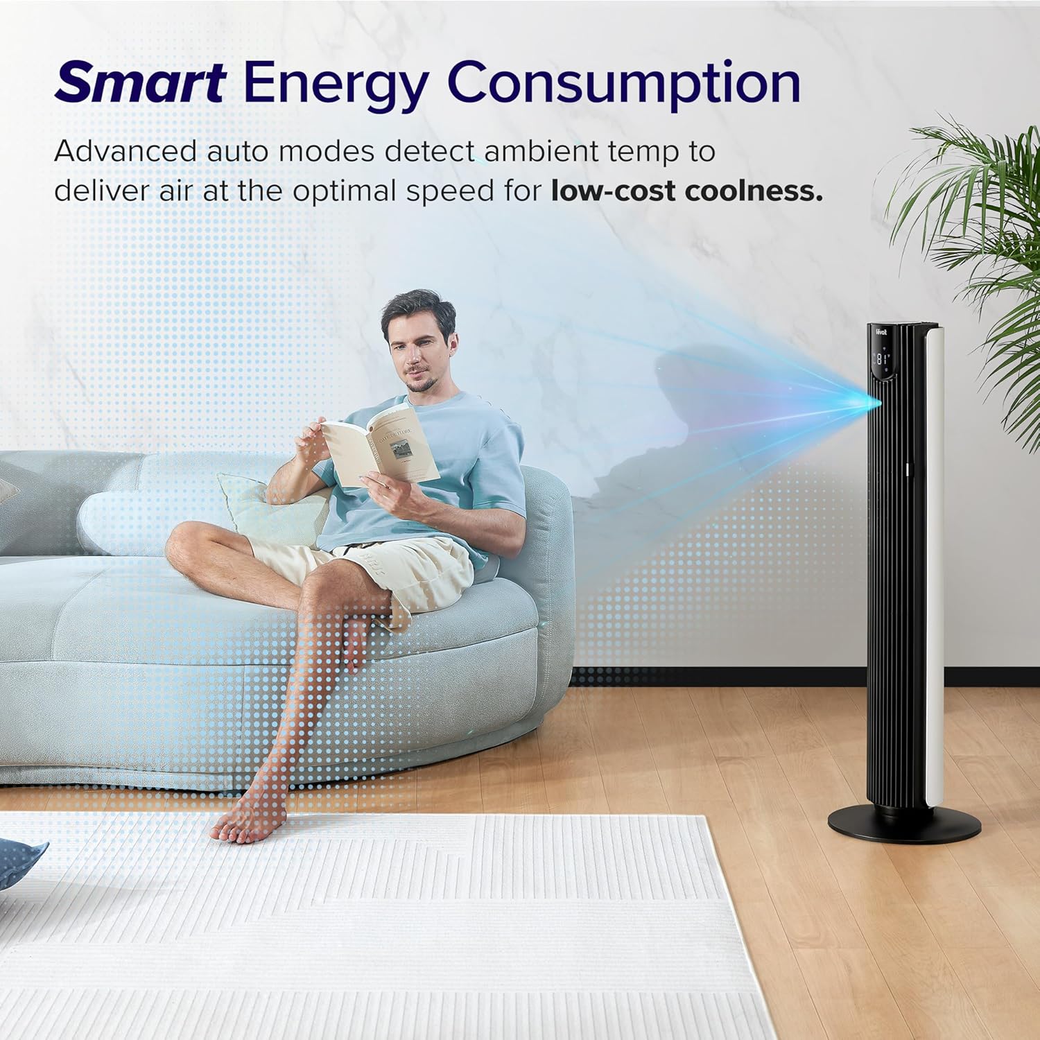 LEVOIT Tower Fan for Bedroom, Standing Fan with 28dB Quiet for Sleep, Remoter, 12H Timer, 25ft/s Velocity, 5 Speeds, 4 Modes, 90° Oscillation for Home, Office, Indoor, Bladeless 36 inch, White wourant
